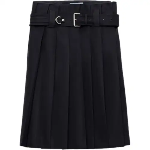 PRADA Belted Pleated Skirt
