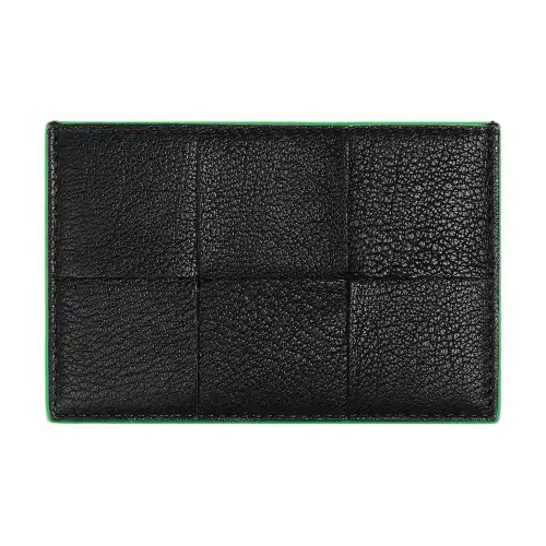 Bottega Veneta Grained Calfskin Card Holder, Wallet Men's Black/Parrot Green