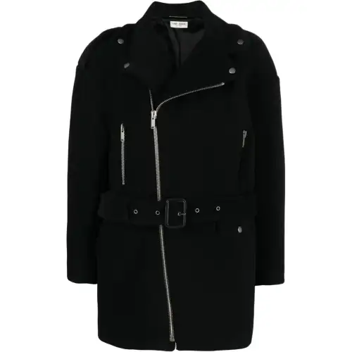 SAINT LAURENT Zip Up Belted Coat