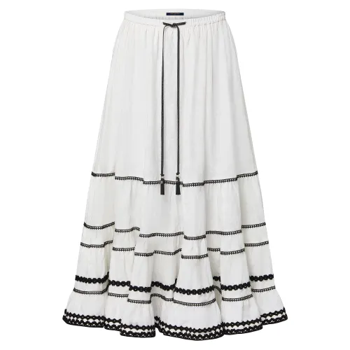 LOUIS VUITTON Lace Trim Tiered Maxi Skirt