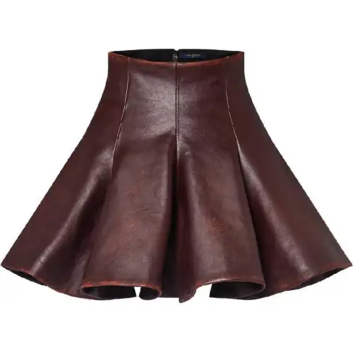 Lv Pleated Calfskin Circle Skirt