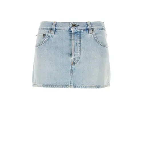 MIU MIU Short blue denim skirt with zipper