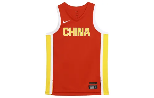 Nike Chinese Women's Basketball Team Olympic Series Dri-FIT Comfortable and Quick-drying Color Block Letter Printed Small Logo Sleeveless Basketball Jersey Women's Comet Red/Travel Yellow