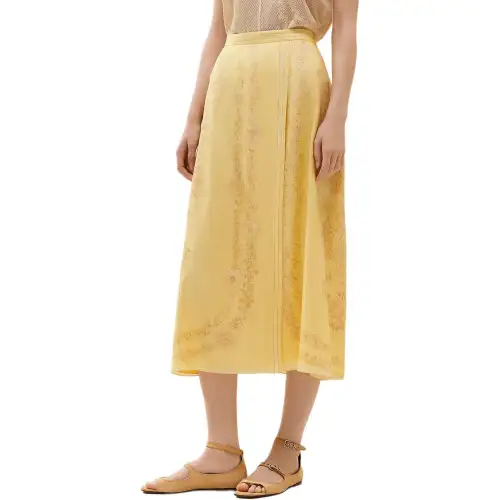 HERMES Casual Long Skirt Women's Yellow