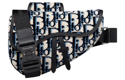 DIOR Saddle Wool Thread Embroidery Grain Cow Leather Detail Saddle Bag, Sling Bag, Shoulder Bag, Crossbody Bag