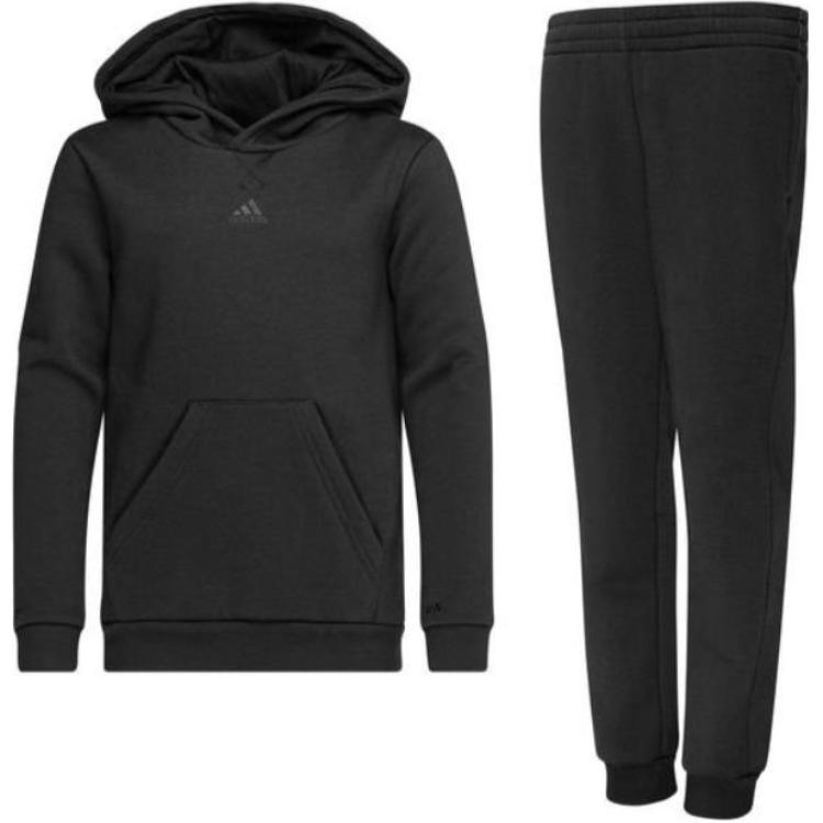 Adidas, long-sleeve with hood, black children's sports suit for boys, children's clothing