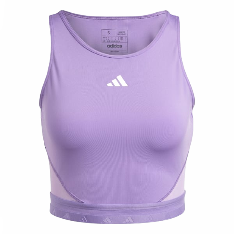 Adidas AEROREADY HYPERGLAM CROP TANK TOP Workout Clothing Women's Purple Fusion/White