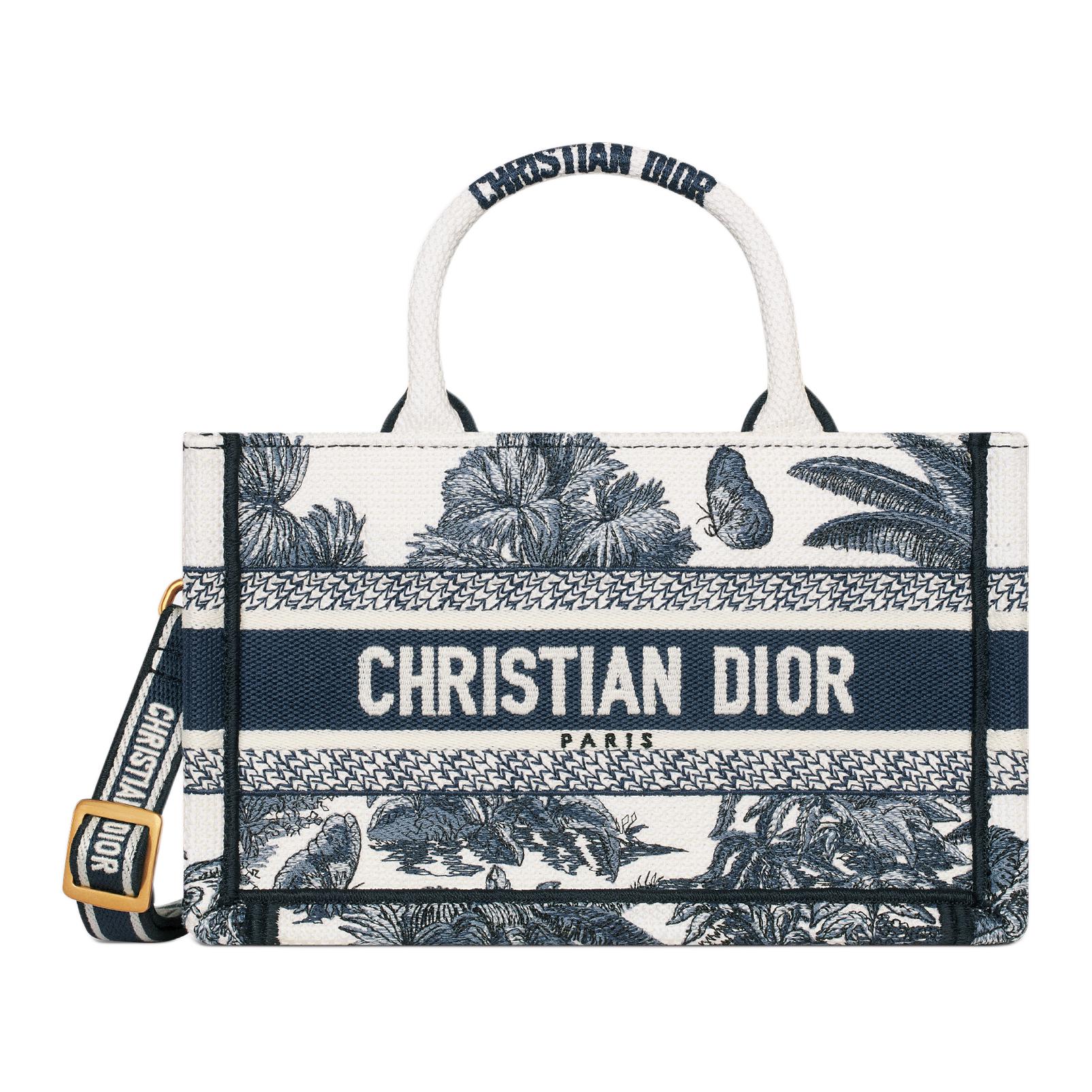 Женская сумка Dior Book Tote mini (бело-синяя)