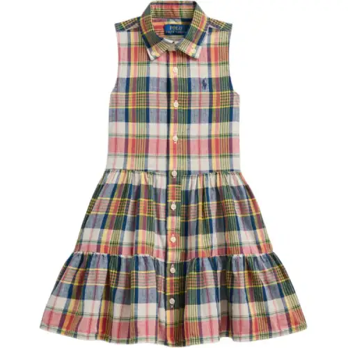 Polo Ralph Lauren Dress, long multicoloured children's pony sleevless, with embroidery, with sleeve, mid-length