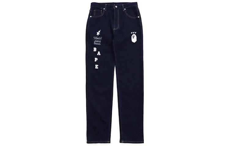 Джинсы A BATHING APE Animal Print (темно-синие)