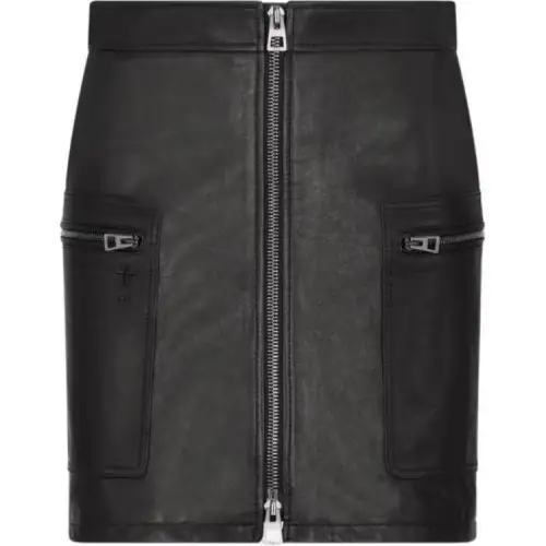 DIOR Leather Short Skirts Women's Black