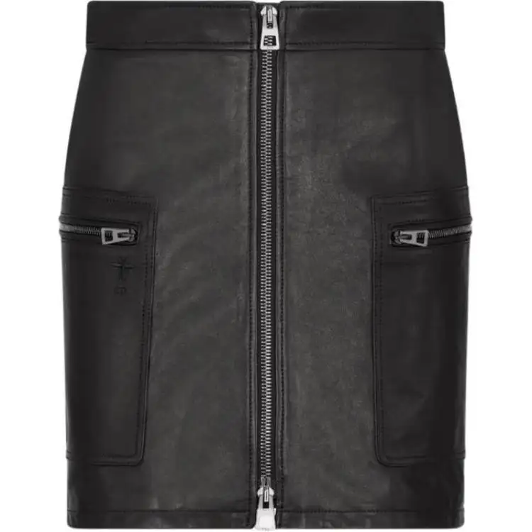 DIOR Leather Short Skirts Women's Black