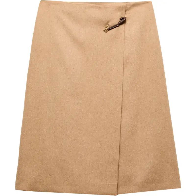 PRADA FW24 Casual Long Skirt Women's Camel