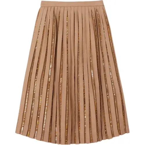 Fendi Plissé Embellished Midi Skirt
