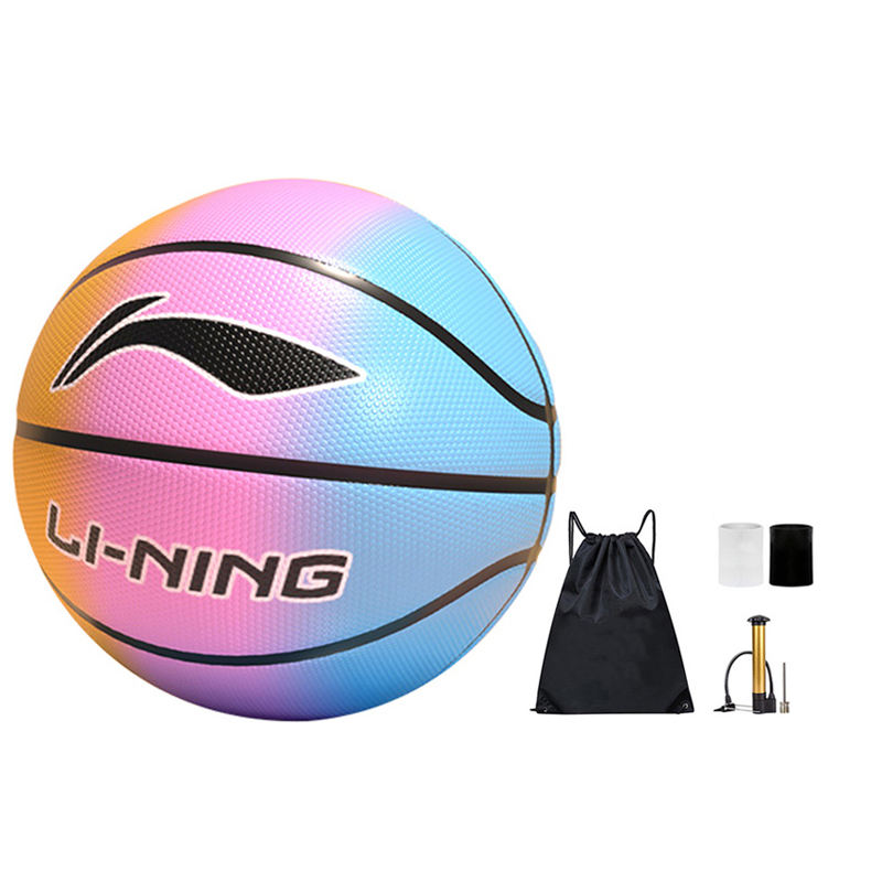 Li Ning Rubber Basketball Pink Yellow Blue Size 7 Training Unisex