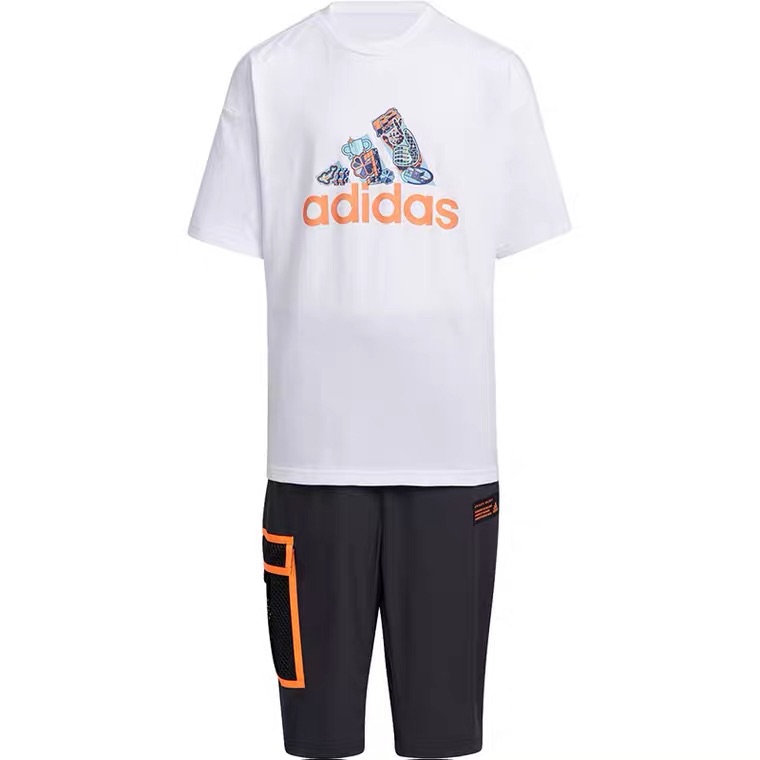 Adidas, sports suit, T-shirt with a round collar, children's trousers