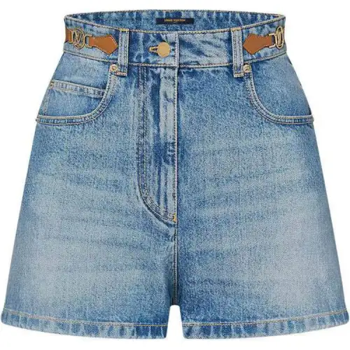 LOUIS VUITTON Lv Circle Tab Denim Mini Shorts