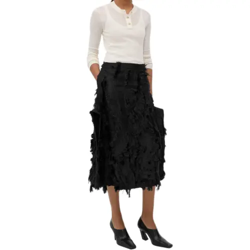 Bottega Veneta FW24 Casual Long Skirt Women's Black
