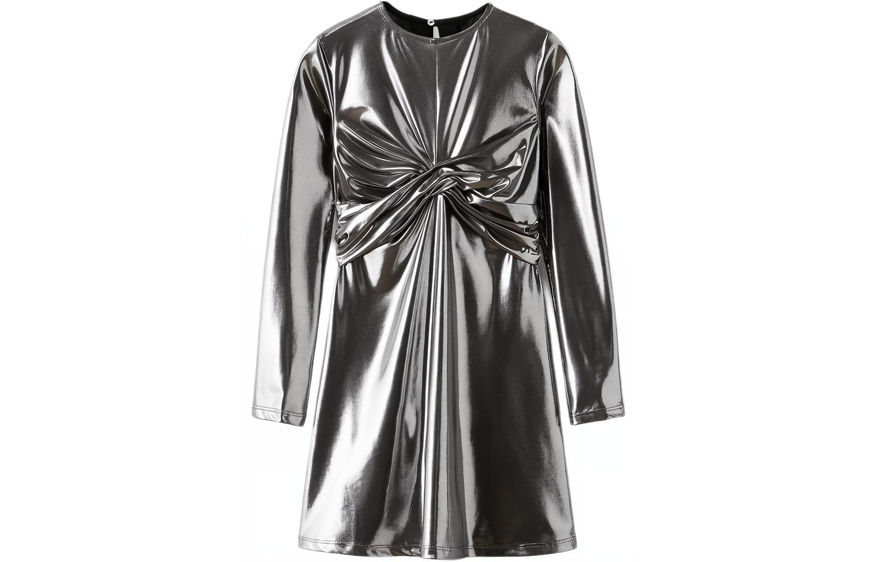 ZARA Skirt with a round collar, children's long-sleeve, dress, A-line