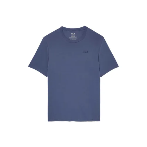FILA T Shirts Men's Gray Blue Crew Neck Moderate