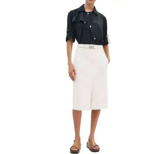 HERMES SS25 Casual Long Skirt Women's Natural White