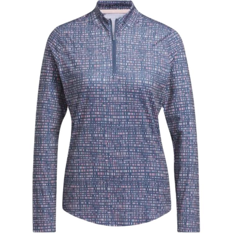 Adidas Ultimate365 PRINTED QUARTER ZIP MOCK Golf Clothing Women's Purple Black