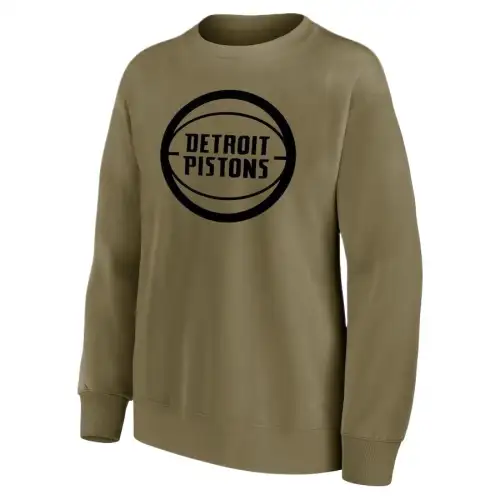 NBA Detroit Pistons Fanatics Letter Pattern Printed Round Neck Pullover Basketball Jersey Women's Military Green
