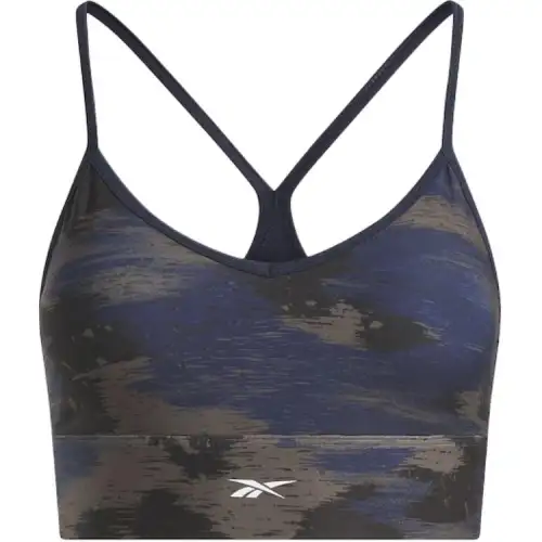 Reebok Workout Ready Camo Print Bra Sports Underwear Women's Marine Blue