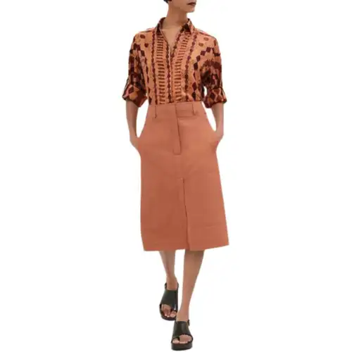 HERMES Casual Long Skirt Women's Orange