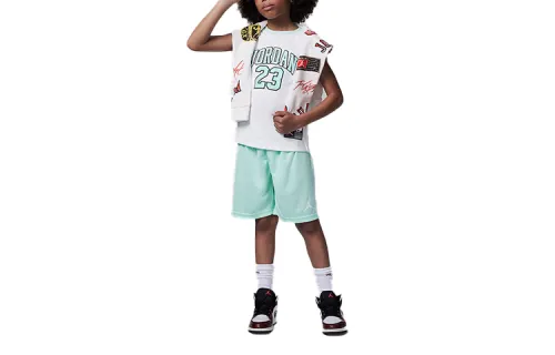 Jordan Sports suit, letters and numbers, vest with a round collar, children's shorts