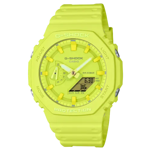 CASIO Unisex Liquid Crystal/Analog Dual Display Series Yellow Watch GA-2100-9A9PR