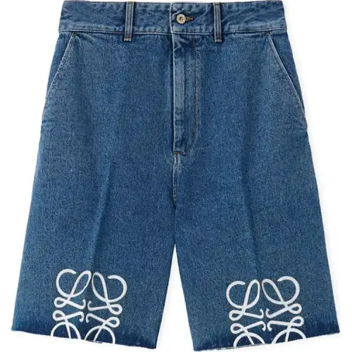 LOEWE Anagram embroidered Wide leg Denim Shorts
