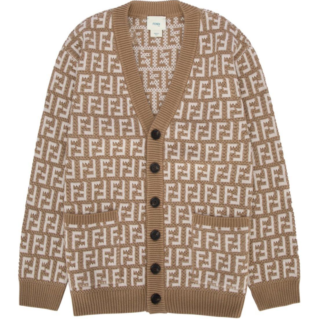 Кофта Fendi V-образный вырез (светло-коричневая)