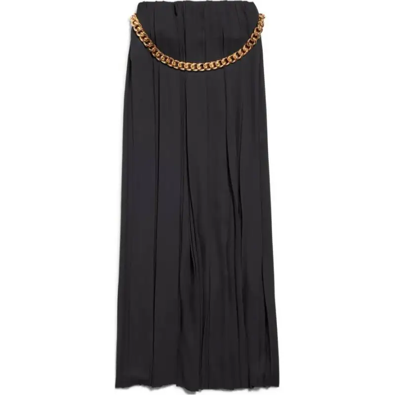 Balenciaga Chunky Chain Pleated Maxi Skirt
