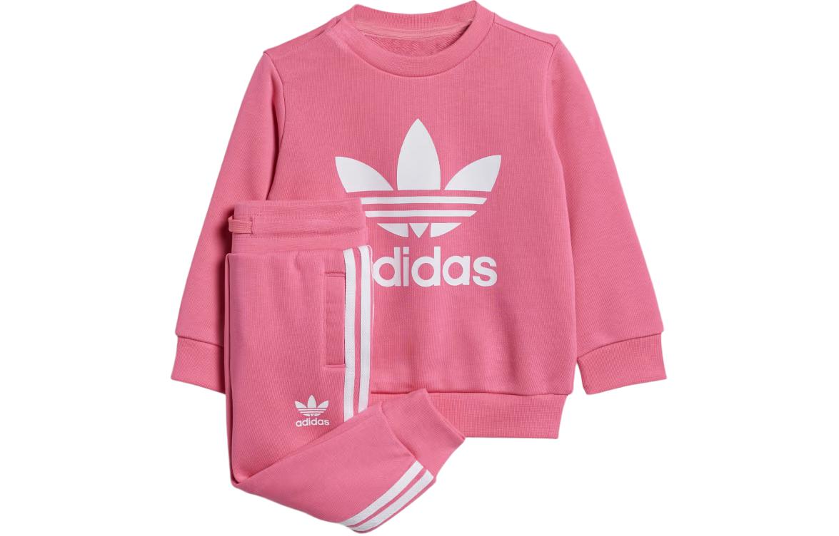 Adidas originals Children's Clothing Adicolor Crew Sweatshirt Set Logo Printed Sweatshirt Trousers Casual Sports Set Children's Two-Pack