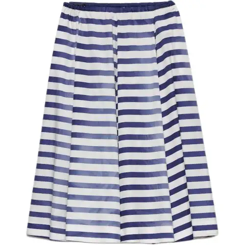 Prada Striped A-Line Midi Skirt