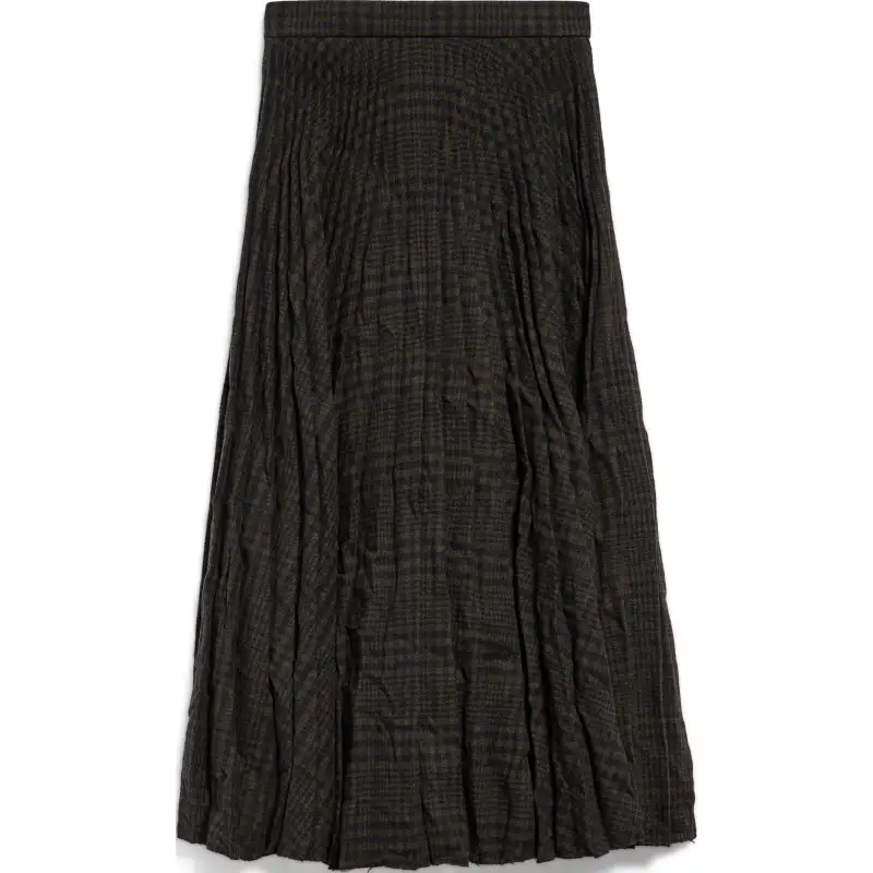 Balenciaga Crinkled Pleated Midi Skirt