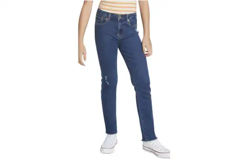 Levi's, colored retro blue loose straight jeans, children's clothing, high waist