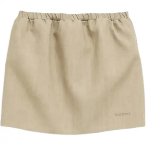 GUCCI Tulip Elastic waistband Linen Mini Skirt