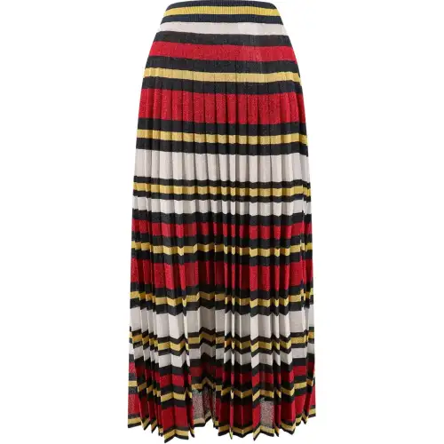 GUCCI Striped Pleated Midi Skirt