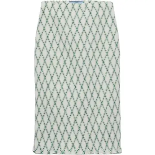 Prada patterned cotton midi skirt