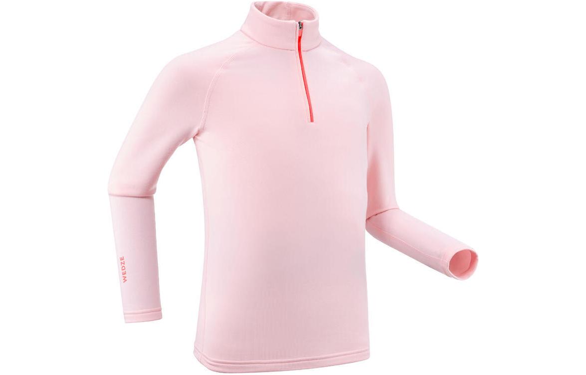 Children's DECATHLON children's ski suit BL 500 solid color warm and breathable long-sleeved soft pink