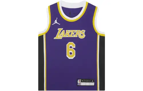 Jordan Children's Clothing NBA Jersey Los Angeles Lakers Statement Edition Letter Printed Round Neck Sleeveless Children's Basketball Jersey Boys Universal Purple