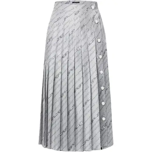 Lv Chain Print Pleat Skirt