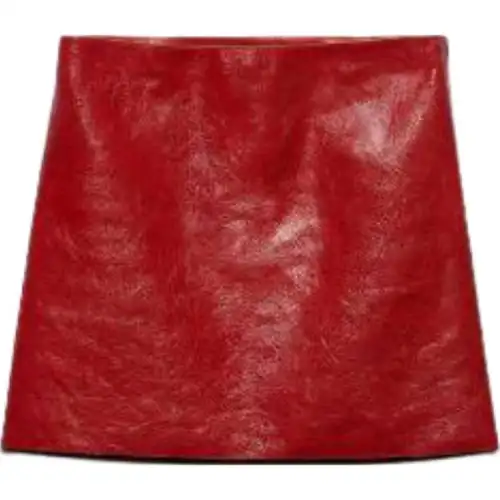 PRADA Leather Short Skirts Women's Red