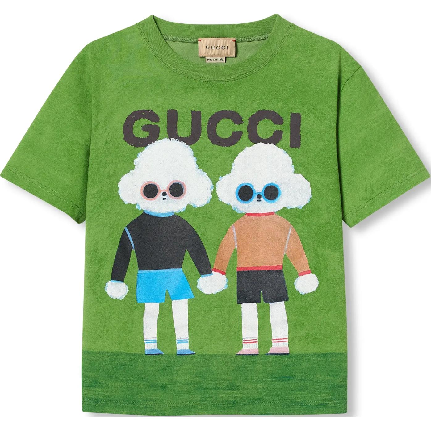 Женская футболка Gucci Dog Print (светло-зеленая)