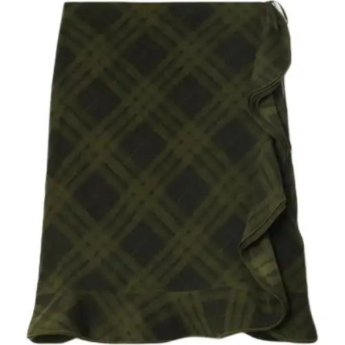 Burberry Casual Long Skirt Women's Oil Cyan