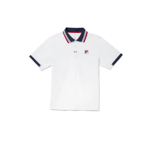 FILA Polo Shirts Unisex White Polo Collar Moderate Straight Fit