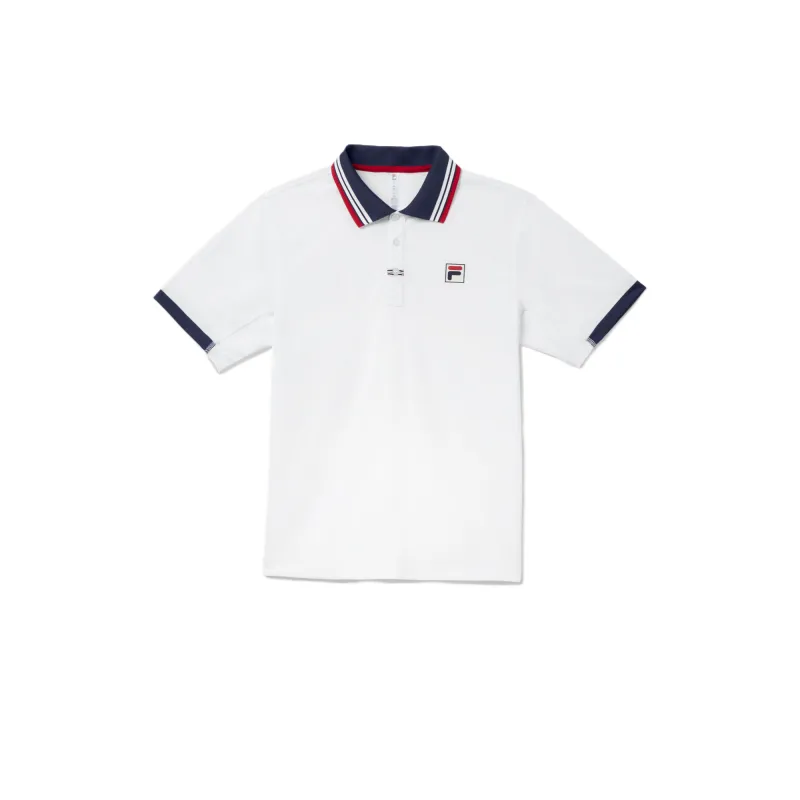 FILA Polo Shirts Unisex White Polo Collar Moderate Straight Fit