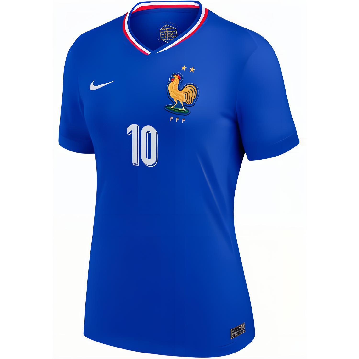 Nike Kylian Mbappé France National Team 2024 Stadium Home Women's Nike Dri-FIT Soccer Jersey